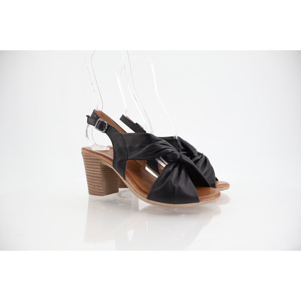 Spring Step Madeleine Sandals Women Size 36 5.5 Black Leather Block Heel